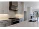 Modern kitchen with stainless steel range and hood at 1072 Green St, Roswell, GA 30075