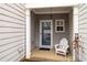 Inviting front porch with white rocker and entry door at 439 Mountain View Ln, Woodstock, GA 30188