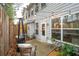 Cozy patio with heater and string lights at 439 Mountain View Ln, Woodstock, GA 30188