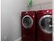 Convenient laundry area with modern, red washer and dryer at 342 Holbrook Rd, Smyrna, GA 30082