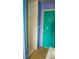 Small bathroom with teal door and shower stall at 4751 Brownsville Rd, Powder Springs, GA 30127