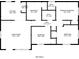 Floor plan of a home with measurements for the living room, bedrooms, kitchen, and bathrooms at 1658 Hollyhock Ter, Decatur, GA 30032