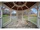 Charming gazebo interior with intricate woodwork and scenic views of the surrounding landscape at 5422 Hill Sw Rd, Powder Springs, GA 30127