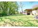 Large backyard with lush green grass and mature trees at 981 Meadowbrook Nw Ln, Conyers, GA 30012