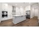 Modern kitchen featuring stainless steel appliances, white cabinets, and a kitchen island at 1026 Cagle Creek Overlook, Canton, GA 30115