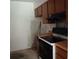 Kitchen with wood cabinets, stove and double sink at 1604 Pine Tree Trl, Atlanta, GA 30349
