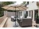 Relaxing deck with patio furniture and umbrella, offering ample outdoor space at 255 Grogans Lake Pt, Atlanta, GA 30350