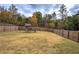 Fenced backyard features a play structure, providing a safe and fun environment for children to play at 419 Murphy Ave, Canton, GA 30114