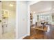 Powder room with pedestal sink and view into formal dining area at 1883 Acuba Ln, Atlanta, GA 30345