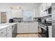 Modern kitchen with white cabinets, stainless steel appliances, and an island at 109 Bowen Sw Cir, Atlanta, GA 30315