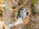 Overhead aerial view of a house with long driveway, mature trees, and backyard landscaping at 2290 Spencers Way, Stone Mountain, GA 30087