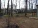 Wooded backyard featuring a sloped lawn, a few trees, and a deck at 3321 Border Dr, Stone Mountain, GA 30087