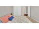 The bedroom features neutral walls, carpet, and a floral-patterned bedspread at 3000 Smyrna Grove Dr, Smyrna, GA 30082