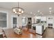 View of the open concept layout, featuring the dining room, kitchen, and living space at 3000 Smyrna Grove Dr, Smyrna, GA 30082