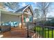 Relaxing backyard deck with seating area and a view of the fenced yard at 3051 Maple Ln, Alpharetta, GA 30009