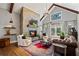 Spacious living room with a stone fireplace and high ceilings at 3051 Maple Ln, Alpharetta, GA 30009