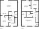 Two-story home floor plan; main floor includes kitchen, living room, and dining area; upstairs features bedrooms and baths at 2858 Spring Villa Se Ln, Smyrna, GA 30080