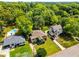 An aerial view of a property showcasing the home, its backyard, pool, and surrounding lush green landscape at 1770 Rockland Se Dr, Atlanta, GA 30316