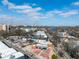 Aerial view capturing a vibrant urban street scene with diverse businesses and the city skyline at 1770 Rockland Se Dr, Atlanta, GA 30316