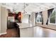 Modern kitchen with island and stainless steel appliances at 32 Peachtree Nw St # 308, Atlanta, GA 30303
