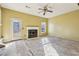 Living room with fireplace and access to backyard at 4160 Alveston Dr, Atlanta, GA 30349