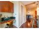 Small dining area with dark wood table and chairs near kitchen at 361 17Th St # 2001, Atlanta, GA 30363