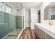 Spa-like bathroom with a large walk-in shower and modern vanity at 44 Browns Ct, Powder Springs, GA 30127