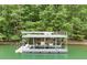 A two-story dock sits in the water, with upper deck furniture, stairs, and access to the lake at 6006 Lanier Heights Cir, Buford, GA 30518