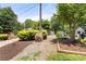 View of home's driveway leading to the house, framed by trees and shrubbery at 6006 Lanier Heights Cir, Buford, GA 30518