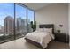 Stylish bedroom boasting expansive city views, modern furnishings, and hardwood floors at 40 12Th Ne St # 1903, Atlanta, GA 30309