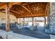 Relaxing covered patio with fireplace and comfortable seating near pool at 601 Millcroft Blvd, Buford, GA 30518