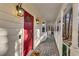 Red front door with white trim and black door hardware at 4684 Pine Dr, Loganville, GA 30052