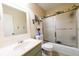 Clean bathroom with shower/tub combo and updated vanity at 2341 Amberbrook Sw Dr, Conyers, GA 30094