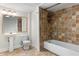 Bathroom featuring tile shower, pedestal sink, and tile floor at 6020 Cochran Mill Rd, Chattahoochee Hills, GA 30268