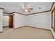 Spacious bedroom with ceiling fan and access to bathroom at 3781 Anneewakee Rd, Douglasville, GA 30135