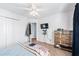 Spacious bedroom with double doors and ceiling fan at 275 Trowbridge Ln, Lawrenceville, GA 30043