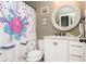 Charming bathroom with a unicorn-themed shower curtain and a single vanity at 5060 Lloyd Ln, Cumming, GA 30040