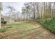 Large backyard with grassy area and wooded backdrop at 118 Knotts Landing Dr, Woodstock, GA 30188