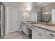 Elegant bathroom with double vanity, large mirror, and a walk-in shower at 2071 Imperial Pond, Powder Springs, GA 30127