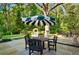 Relaxing patio scene with a striped umbrella and seating for four at 3382 Habersham Nw Rd, Atlanta, GA 30305