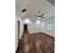 Spacious bedroom featuring vaulted ceilings, modern ceiling fan, and beautiful wood-look flooring at 701 Cameron M Alexander Nw Blvd, Atlanta, GA 30318