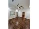 This bedroom features wood-look flooring, recessed lighting, and a contemporary ceiling fan at 701 Cameron M Alexander Nw Blvd, Atlanta, GA 30318