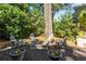 Landscaped backyard with comfortable seating, lush greenery, and a cozy fire pit area for outdoor enjoyment at 250 Lakeview Ne Ave, Atlanta, GA 30305