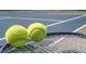 Two tennis balls on a tennis racket, with a court in the background at 616 Kimberwick Dr, Locust Grove, GA 30248