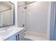 Clean bathroom with white subway tiles and a shower/tub combo at 927 Katie Kerr Dr, Decatur, GA 30030