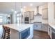 Modern kitchen with gray cabinets, white backsplash, and stainless steel appliances at 927 Katie Kerr Dr, Decatur, GA 30030