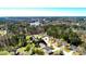 Aerial view of a neighborhood with tree lined streets and lush landscaping, near a lake in the distance at 8504 Browns Mill Trce, Lithonia, GA 30038