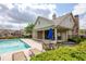 Community pool house featuring an outside seating area and a pool at 3920 Village Estates Ct, Cumming, GA 30040