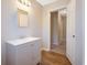 Vanity with modern sink and cabinet in bathroom at 6110 Dorsett St, Douglasville, GA 30134