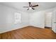 Bright bedroom with hardwood floors and ceiling fan at 1770 Lee St, Decatur, GA 30035